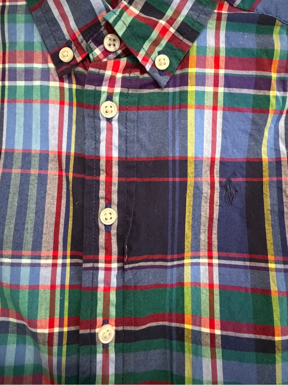 Ralph Lauren Boys 4/4T Multicolor Plaid Natural Stretch Cotton Button Down